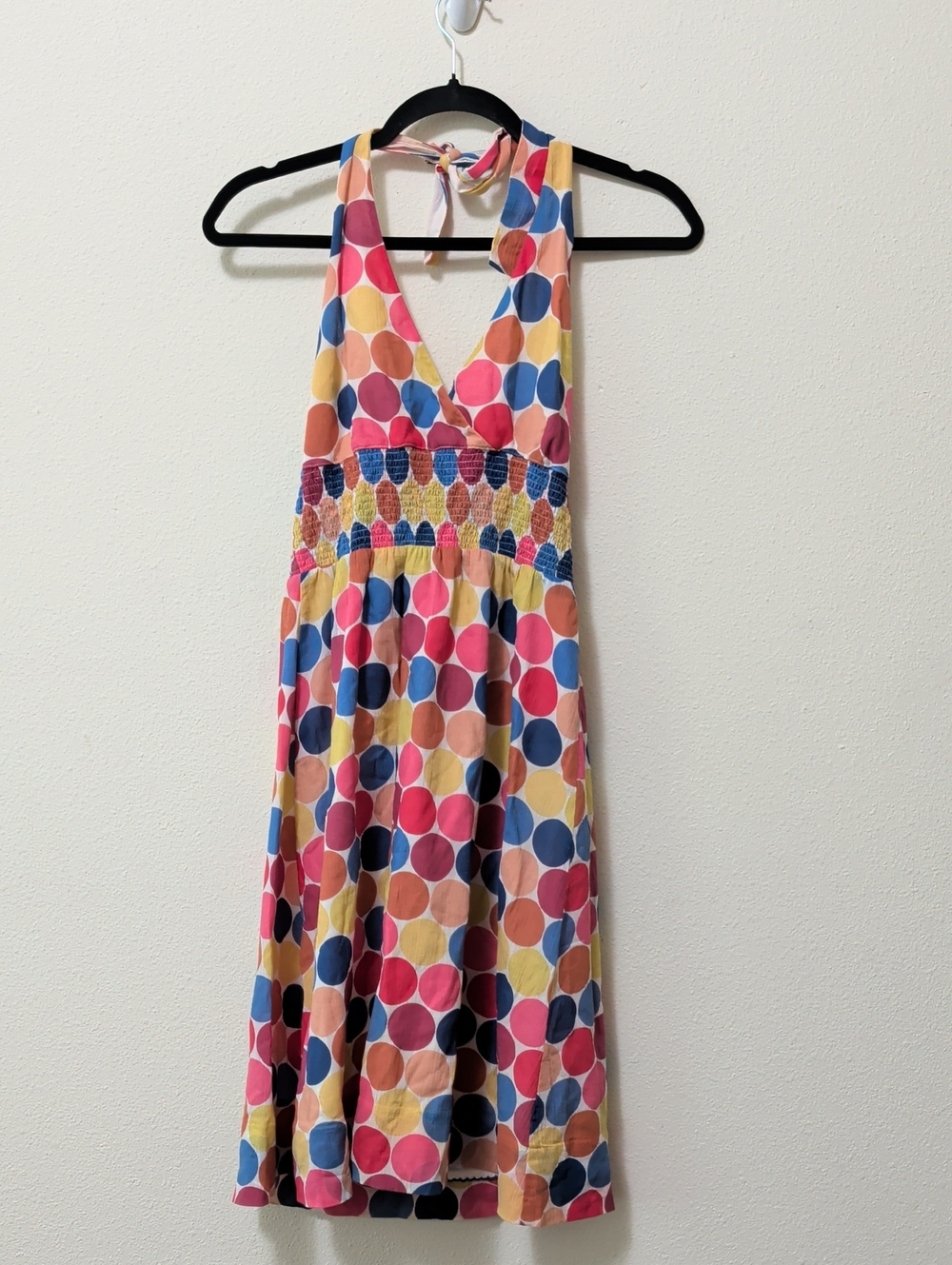 Maeve Colorful Polka Dot Halter Backless Dress